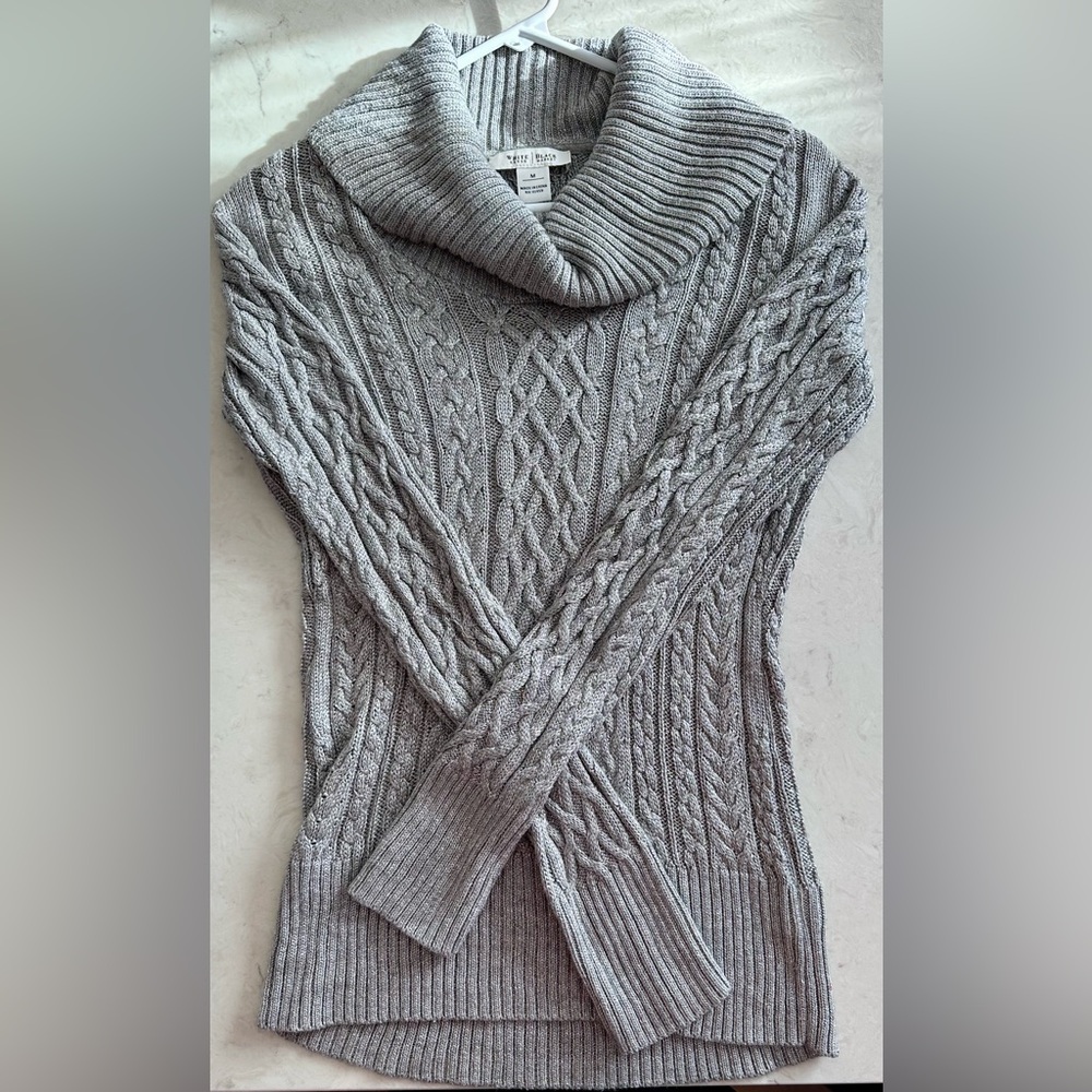 White House/Black Market Stylish Gray Cowl Neck Sweater